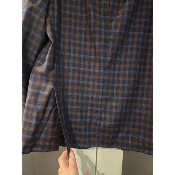 ROBERT TALBOTT Sport Coat Carmel Sz 46T Blue Plaid 100% Wool Paisley Lined - Picture 5 of 15